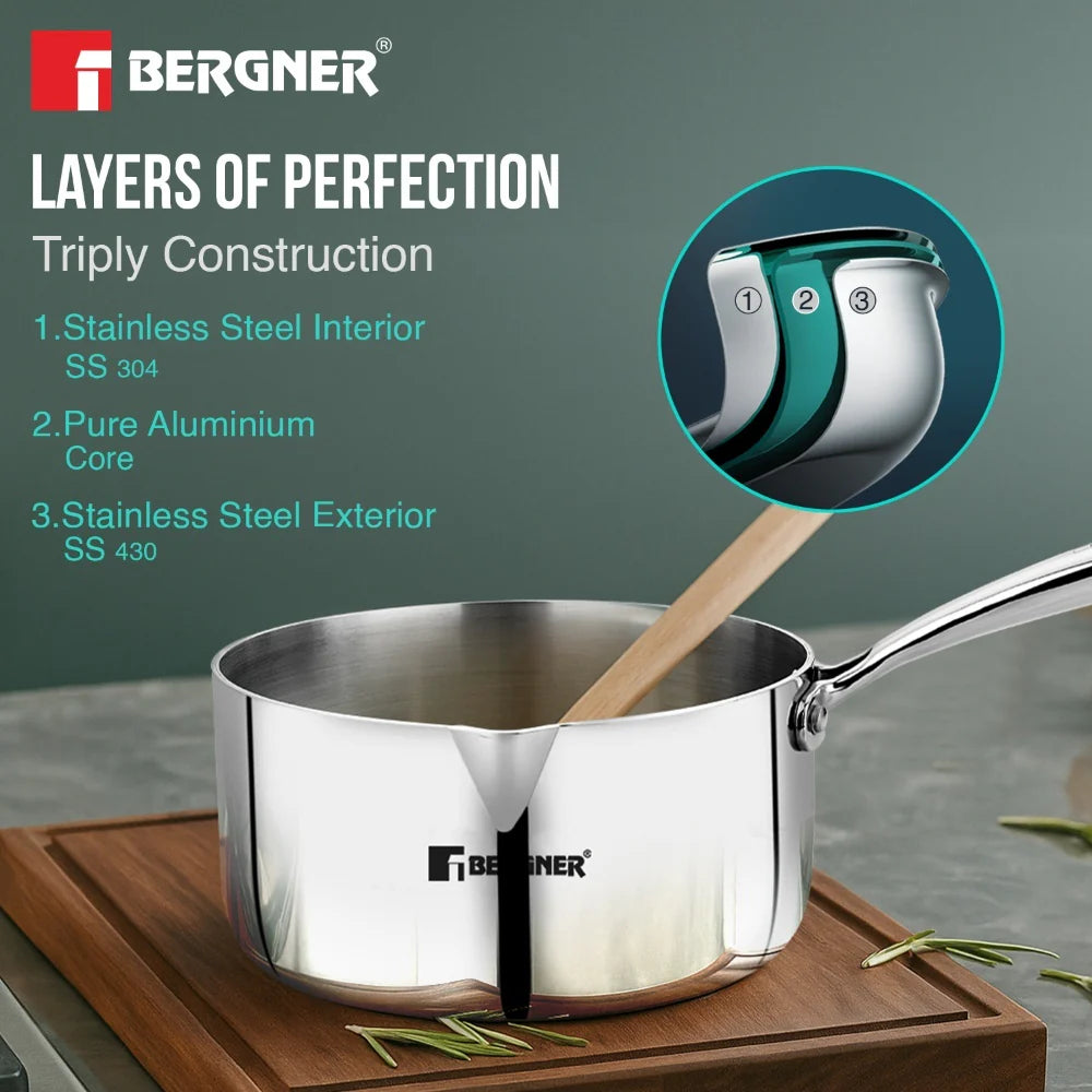 bergner argent triply saucepan with lid