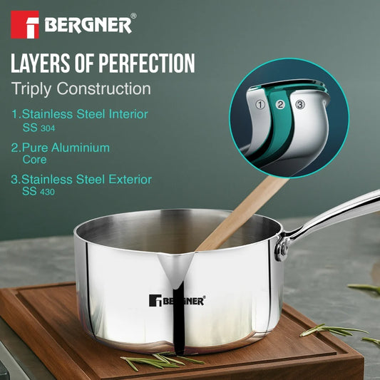 bergner  argent triply  saucepan with lid